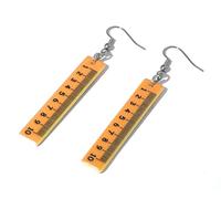 FizzyButton Gifts Acrylic Measuring Ruler Charm Drop Earrings with Surgical Steel Ear Wires and Organza Gift Bag