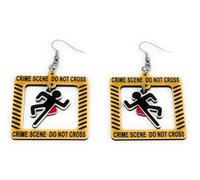 FizzyButton Gifts Acrylic Murder Crime Scene Charm Drop Earrings with Surgical Steel Ear Wires and Organza Gift Bag