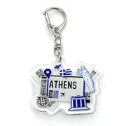 FizzyButton Gifts Athens Travel Keyring Key Ring with Acrylic Charm