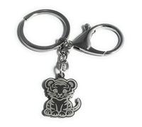 FizzyButton Gifts Baby Tiger Silver Tone Keyring Key Ring and Lobster Clasp with Stainless Steel Charm