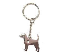 FizzyButton Gifts Beagle Puppy Dog Keyring Key Ring with Stainless Steel Silhouette Charm and White Gift Box