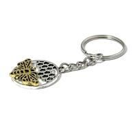 FizzyButton Gifts Bee Honeycomb Charm Keyring Key Ring with Silver Tone Keychain