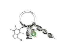 FizzyButton Gifts Biology Science Teacher Scientist Keyring Key Ring with DNA, Microscope and Atom Charms in Gift Bag