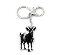 FizzyButton Gifts Black Billy Goat Keyring Key Ring and Lobster Clasp with Acrylic Charm