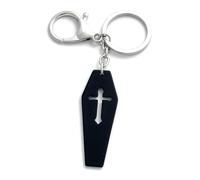 FizzyButton Gifts Black Coffin Keyring Key Ring and Lobster Clasp with Acrylic Charm