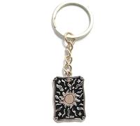 FizzyButton Gifts Black Tarot Card Keyring with Enamel Charm and Gold Tone Keychain (The Sun)