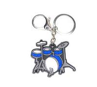 FizzyButton Gifts Blue Drums Drum Kit Keyring with Silver Tone Key Ring and Lobster Clasp
