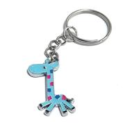FizzyButton Gifts Blue Giraffe Keyring Key Ring with Enamel Charm and Silver Tone Keychain