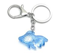 FizzyButton Gifts Blue Translucent Fantail Fish Keyring Key Ring and Lobster Clasp with Acrylic Charm