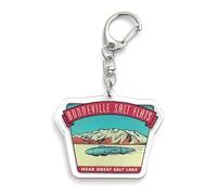 FizzyButton Gifts Bonneville Salt Flats Travel Keyring Key Ring with Acrylic Charm