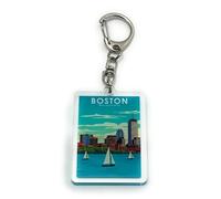 FizzyButton Gifts Boston Massachusetts Keyring Key Ring with Acrylic Charm