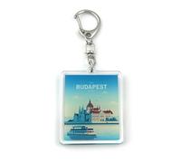 FizzyButton Gifts Budapest Hungary Travel Keyring Key Ring with Acrylic Charm
