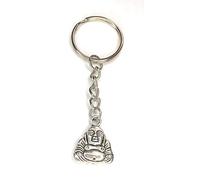 FizzyButton Gifts Buddha Charm Keyring Key Ring with Silver Tone Keychain