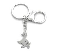 FizzyButton Gifts Cartoon Duck Silver Tone Keyring Key Ring and Lobster Clasp With Stainless Steel Charm
