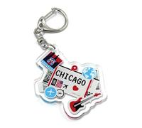 FizzyButton Gifts Chicago Travel Keyring Key Ring with Acrylic Charm