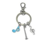 FizzyButton Gifts Clarinet Oboe Music Keyring Key Ring with Clarinet, Quaver and Treble Clef Charms and Lobster Clasp