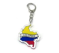 FizzyButton Gifts Colombia Colombian Map Flag Travel Keyring Key Ring with Acrylic Charm
