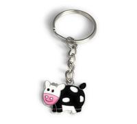 FizzyButton Gifts Cow Keyring Key Ring with Enamel Charm and Silver Tone Keychain