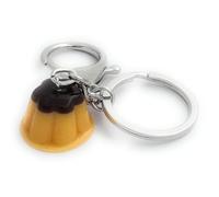 FizzyButton Gifts Creme Caramel Pudding Keyring Key Ring and Lobster Clasp with Resin Charm