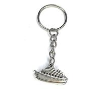 FizzyButton Gifts Cruise Ship Keyring Key Ring with Silver Tone Keychain and Charm