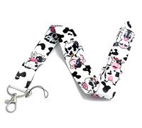 FizzyButton Gifts Cute Black and White Cow ID Neck Lanyard with Lobster Clasp