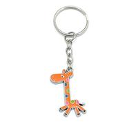 FizzyButton Gifts Cute Orange Giraffe Keyring Key Ring with Enamel Charm and Silver Tone Keychain