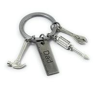 FizzyButton Gifts Dad DIY Charm Keyring Key Ring with Spanner, Hammer, Screwdriver and Dad Charms