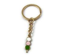 FizzyButton Gifts Dango Japanese Dumpling Keyring with Enamel Charm and Gold Tone Keychain