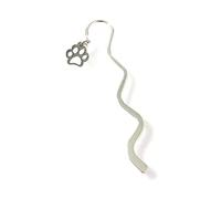 FizzyButton Gifts Dog Cat Paw Print Silver Tone Mini Bookmark with Stainless Steel Charm in Gift Bag