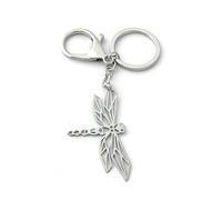 FizzyButton Gifts Dragonfly Silver Tone Keyring Key Ring and Lobster Clasp with Stainless Steel Origami Style Charm