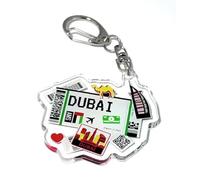 FizzyButton Gifts Dubai Travel Keyring Key Ring with Acrylic Charm