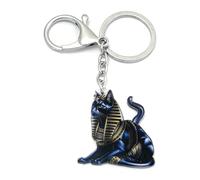 FizzyButton Gifts Egyptian Cat Pharaoh Keyring Key Ring with Acrylic Charm | Silver Tone Lobster Clasp and Keychain, Novelty Gift