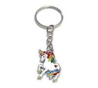 FizzyButton Gifts Enamel Rainbow Unicorn Charm Keyring Key Ring with Silver Tone Keychain