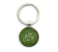 FizzyButton Gifts Fibonacci Sequence Spiral Glass Dome Charm Key Ring with Silver Tone Keyring