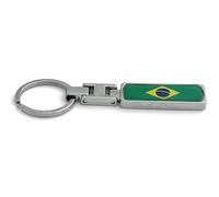 FizzyButton Gifts Flag Brazil Brazilian Keyring Key Ring with Resin Charm and Silver Tone Keychain