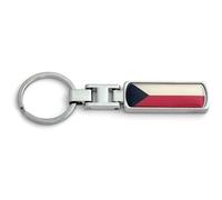 FizzyButton Gifts Flag Czech Republic Keyring Key Ring with Resin Charm and Silver Tone Keychain