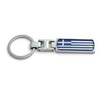 FizzyButton Gifts Flag Greece Greek Keyring Key Ring with Resin Charm and Silver Tone Keychain