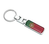 FizzyButton Gifts Flag Portugal Portugese Keyring Key Ring with Resin Charm and Silver Tone Keychain