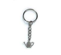 FizzyButton Gifts Garden Watering Can Keyring Key Ring with Silver Tone Charm and Silver Tone Keychain