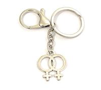 FizzyButton Gifts Gay Lesbian Couple Symbol Keyring Key Ring and Lobster Clasp with Silver Tone Charm