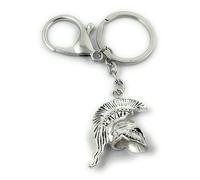 FizzyButton Gifts Gladiator Helmet Keyring Key Ring and Lobster Clasp with Silver Tone Charm