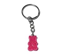 FizzyButton Gifts Glitter Gummy Bear Jelly Baby Charm Keyring Key Ring with Silver Tone Keychain (Rose Pink Glitter)