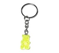 FizzyButton Gifts Glitter Gummy Bear Jelly Baby Charm Keyring Key Ring with Silver Tone Keychain (Yellow Glitter)