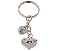FizzyButton Gifts Goddaughter Heart Keyring Key Ring with Rhinestone Charms and Turquoise Gift Box