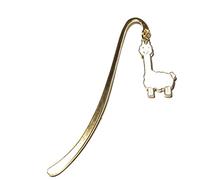 FizzyButton Gifts Gold Tone Enamel Alpaca Llama Charm mini Bookmark in Gift Bag