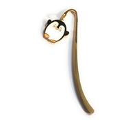 FizzyButton Gifts Gold Tone Mini Bookmark with Enamel Penguin Charm in Gift Bag