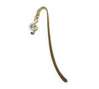 FizzyButton Gifts Gold Tone Mini Bookmark with Treble Clef Shaped Charm with Turquoise Enamel and Rhinestone Detail, in Gift Bag