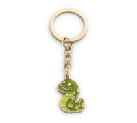 FizzyButton Gifts Green Snake with Forked Tongue Keyring Key Ring with Enamel Charm and Gold Tone Keychain