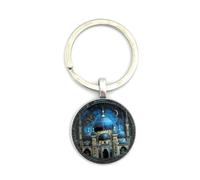 FizzyButton Gifts Hagia Sophia Istanbul Travel Charm Key Ring with Silver Tone Keyring