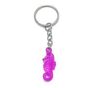 FizzyButton Gifts Hot Pink Seahorse Acrylic Charm Keyring Key Ring with Silver Tone Keychain